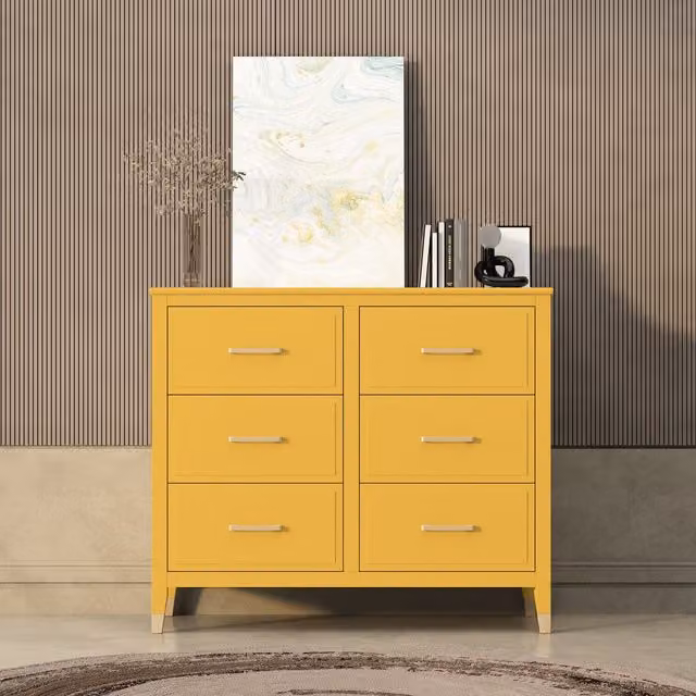 Cabinet Bits Palazzi 6 Drawer Chest in Mustard Yellow