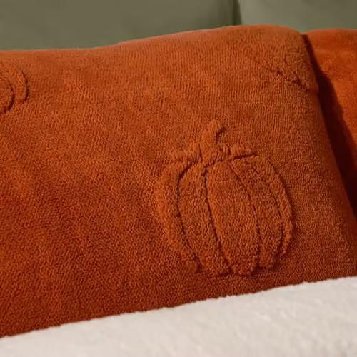 OHS Pumpkin Tufted Teddy Fleece Double Duvet Set with Pillowcases, Orange, Duvet Cover W/D/H: 200 x 200 cm, Pillowcase W/D/H: 50 x 75 cm – 4