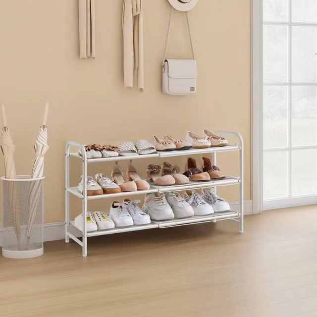 Yaheetech Expandable Metal Shoe Rack in White