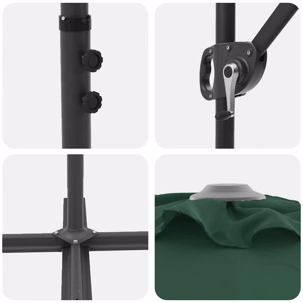 Berkfield Home Garden Cantilever Parasol with Lock, Green, W: 372 cm, D: 198 cm, H: 253 cm – 3