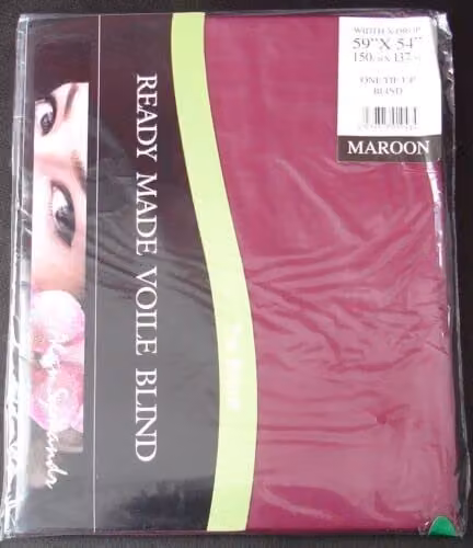 Luxury Living Sheer Voile Tie Up Curtain Blinds in Maroon, Width: 228 cm, Drop: 137 cm – 1