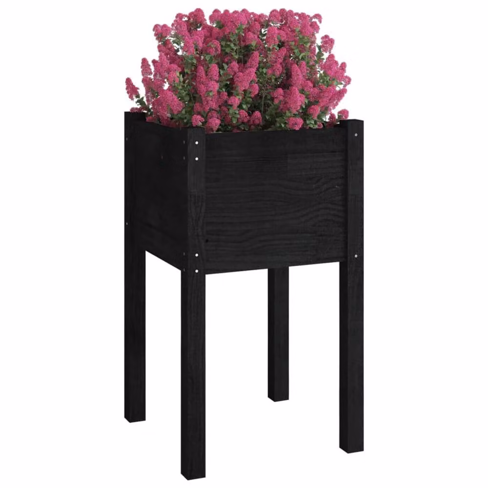 Berkfield Black Wooden Raised Garden Planter, W/D/H: 40 x 40 x 70 cm – 3