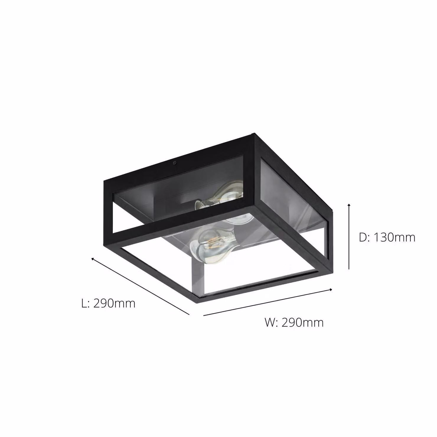 Eglo Amezola Industrial Black Metal and Transparent Glass IP44 Bathroom or Outdoor Ceiling Light – 4