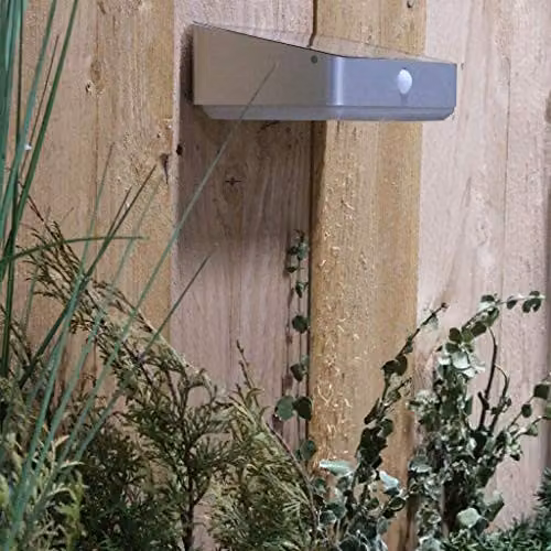 Luxform Solar Cheyenne LED Wall Light in Silver with Motion and Dusk Sensors