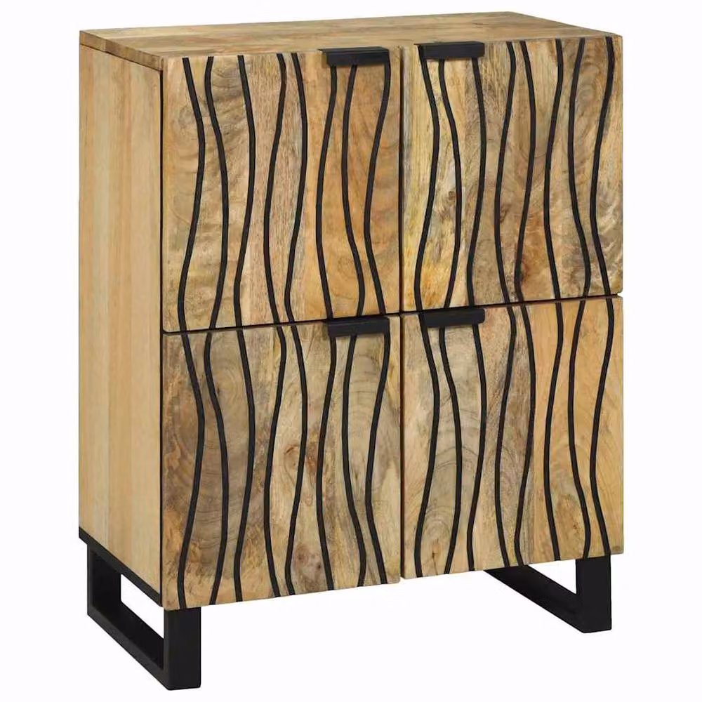 Berkfield Home Modern Sideboard in Brown, Made of Solid Mango Wood and MDF, W/D/H: 60 x 33.5 x 75 cm – 2