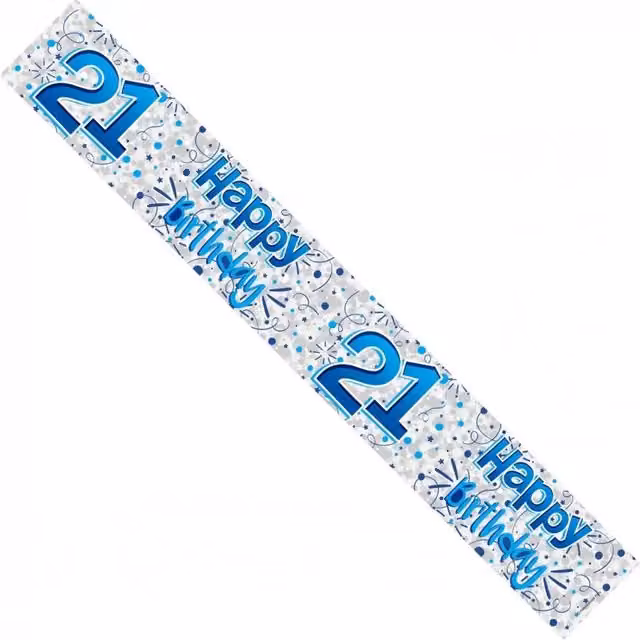 KDMD Blue Stars 21st Birthday Foil Banner Pack of 12