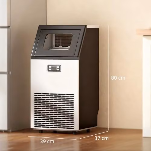 HOMCOM Commercial Ice Maker Machine with Digital Display and Timer, Silver Stainless Steel, 11kg – 6