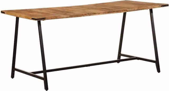 Berkfield Home Rectangular Solid Mango Wood Dining Table in Brown, W/D/H: 160 x 80 x 75 cm