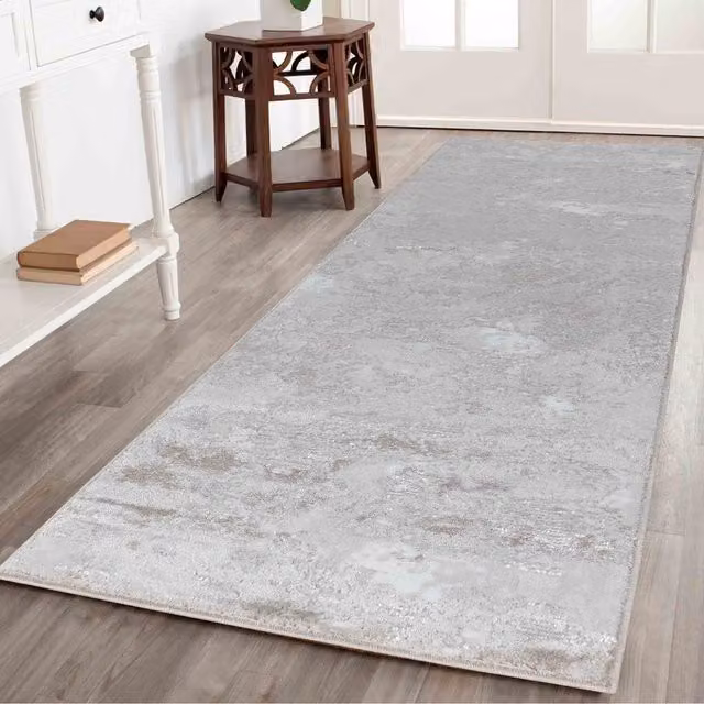 Desire Rugs Modern Abstract Runner Rug in Yellow and Grey, W: 60 cm x L: 220 cm