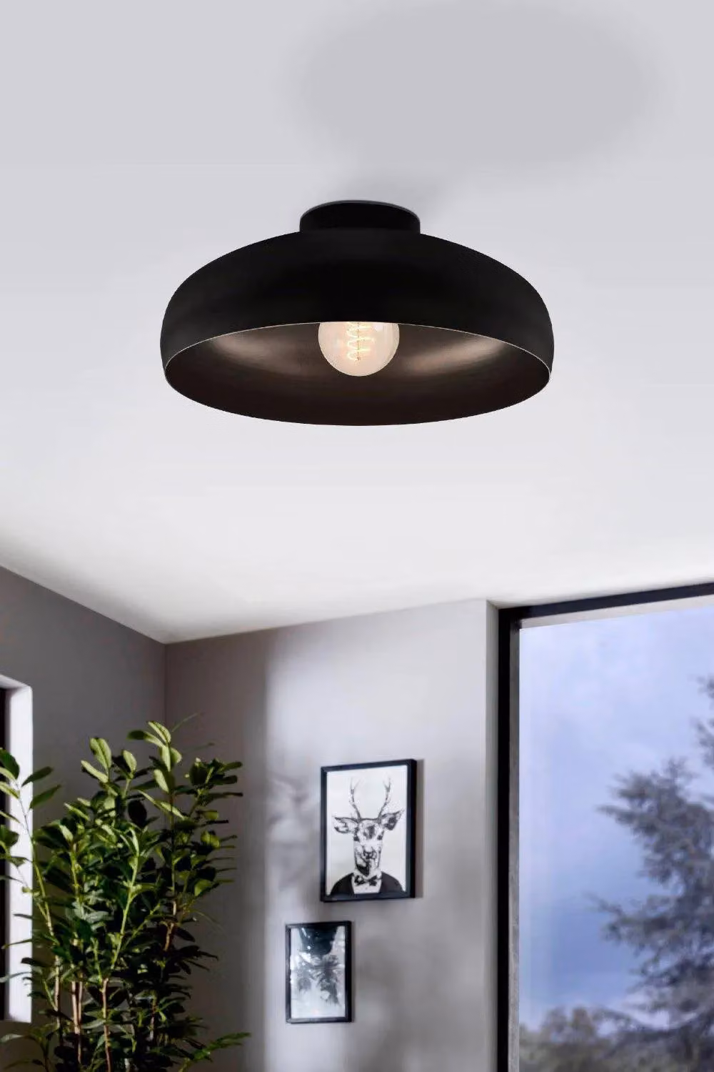 Eglo Mogano Black Metal Dome Ceiling Light – 3
