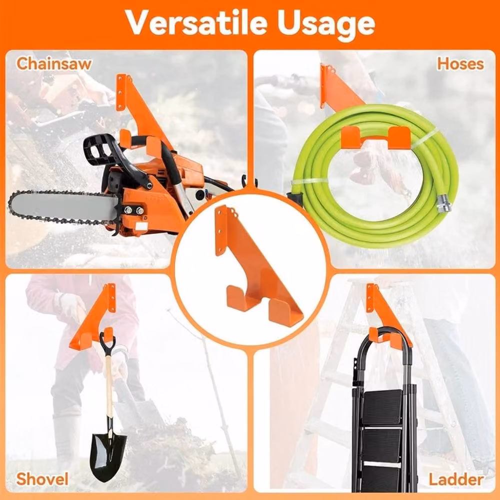 NESTLUNE Heavy Duty Wall Mounted Chainsaw Holder Hanger Rack in Orange, W: 52 cm – 3
