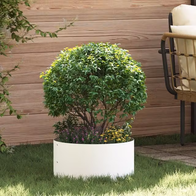 Berkfield Home Large White Metal Planter Tub
