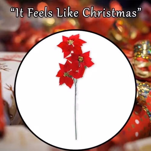 VFM e-Store 3 Head Poinsettia Bunch Christmas Decoration, Red, 68 cm – 6