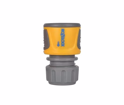 Hozelock Hose Connector Plus Soft Touch for 12.5-15mm Hoses, Yellow/Grey – 1
