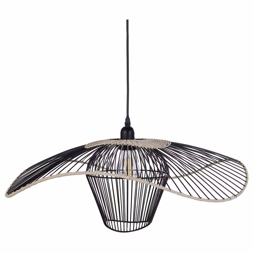 Wyld and Coco Black Rattan and Metal Pendant Lamp W: 60 cm, H: 110 cm – 2