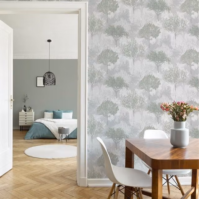 Superfresco Easy Birch Forest Botanical Wallpaper in Sage Green