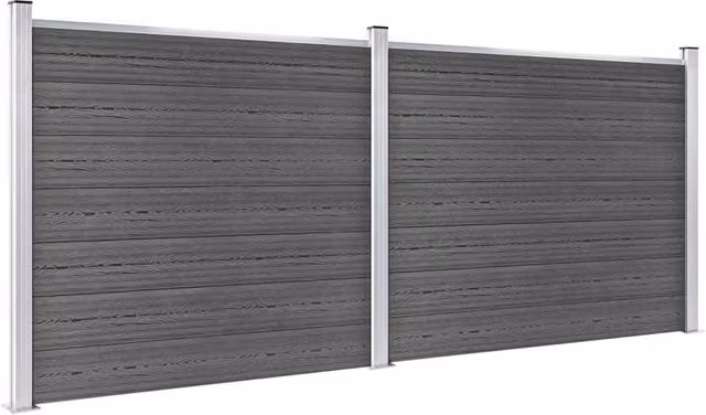 Berkfield Home WPC Fence Panel Set in Black, W: 353 cm, H: 146 cm