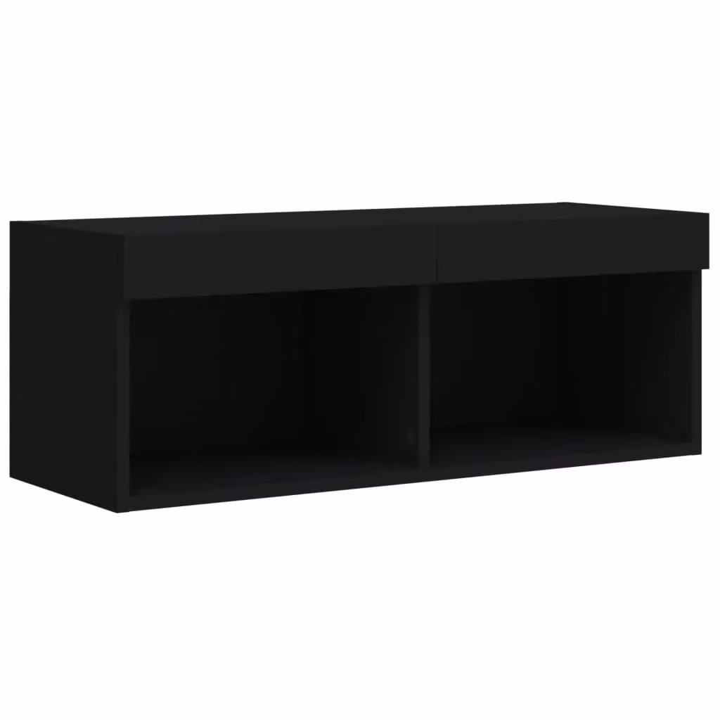 Berkfield Home Modern Black TV Cabinet with LED Lights, W/D/H: 80 x 30 x 30 cm – 5
