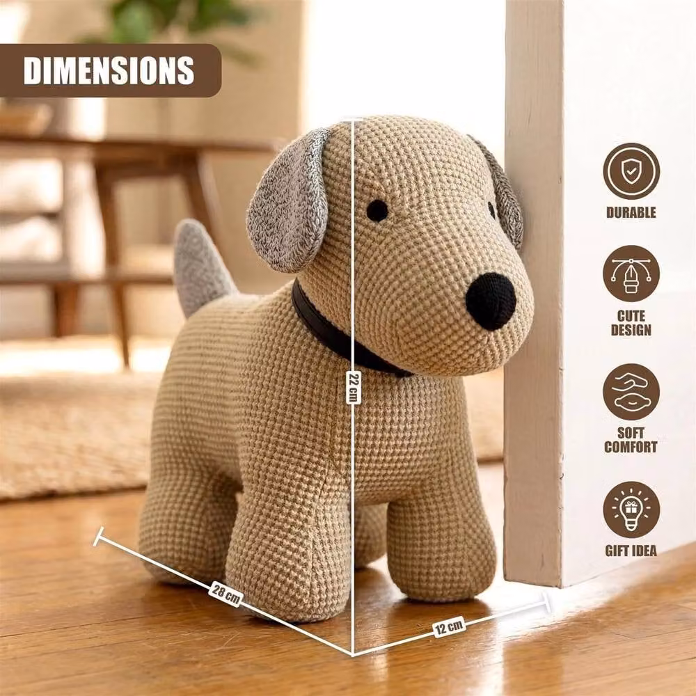FLAVORA Novelty Animal Fabric Weighted Door Stop in Beige – 4