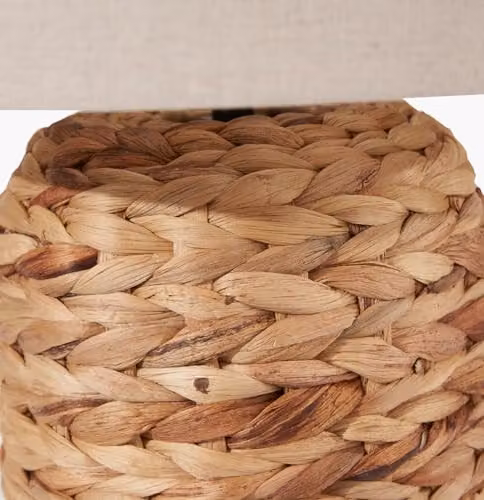 Pacific Lifestyle Boho Seagrass and Water Hyacinth Table Lamp with Cream Fabric Shade, Beige W/D/H: 35 x 35 x 50 cm – 2