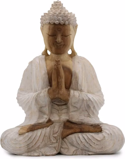KDMD Ethnic Buddha Statue in Brown and White, Height: 30 cm