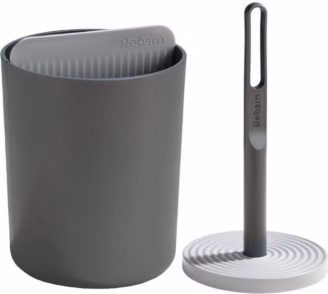 ReBorn Freestanding Kitchen Roll and Utensil Holder with Non-Slip Base, Grey – 1