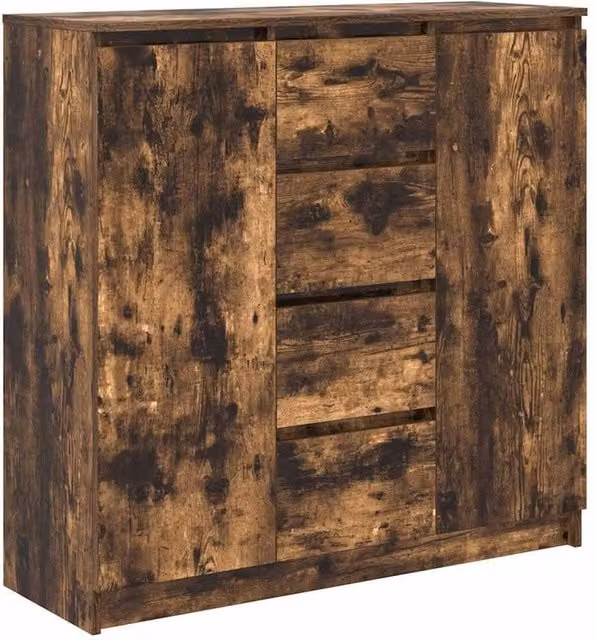 Berkfield Home Sideboard with Drawers in Smoked Oak Brown, W/D/H: 100.5 x 35 x 98.5 cm