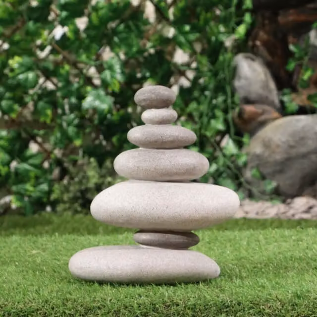 Betley Butterfly Grey Stone Cairn Resin Sculpture with 7 Balancing Stones