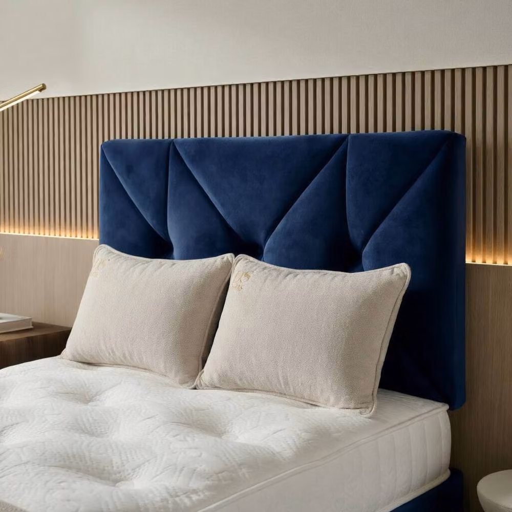 DS Living Eclipse Blue Velvet Upholstered Ottoman Bed with Lift Up Base, W/D/H: 90 x 200 cm – 2