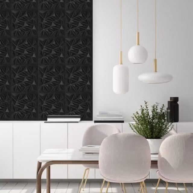 Novecrafto 3D Modern Diamond Design PVC Wall Panels, Black, 6 Sheets, W/D/H: 50 x 50 x 50 cm – 1