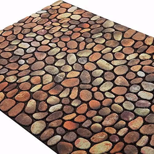 Nicoman Pebble Stone Pattern Rectangular Doormat, Brown, W/D/H: 60 x 40 x 1 cm – 4