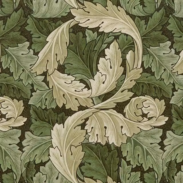 William Morris At Home Acanthus Velvet Fabric in Nettle Green