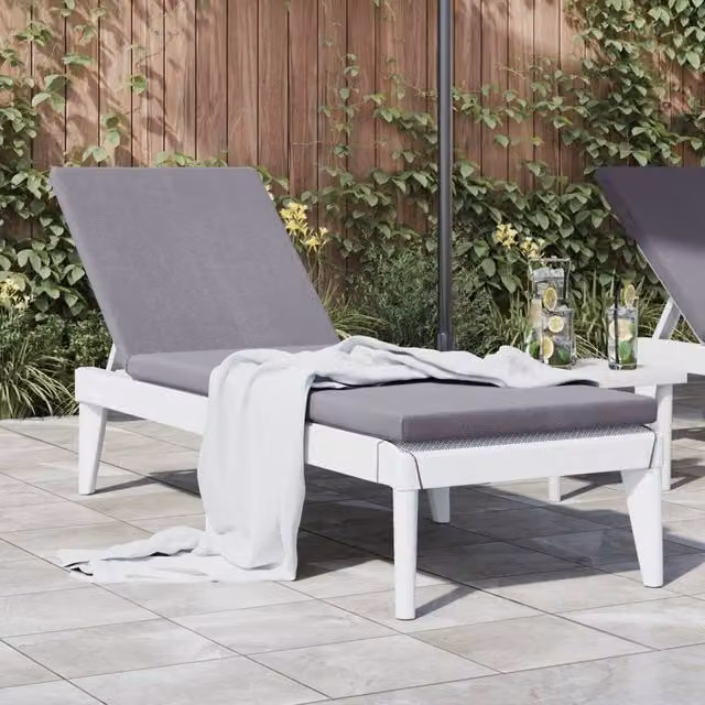 Berkfield Home White Sun Lounger with Adjustable Headrest, W/D/H: 186 x 60 x 29 cm – 1