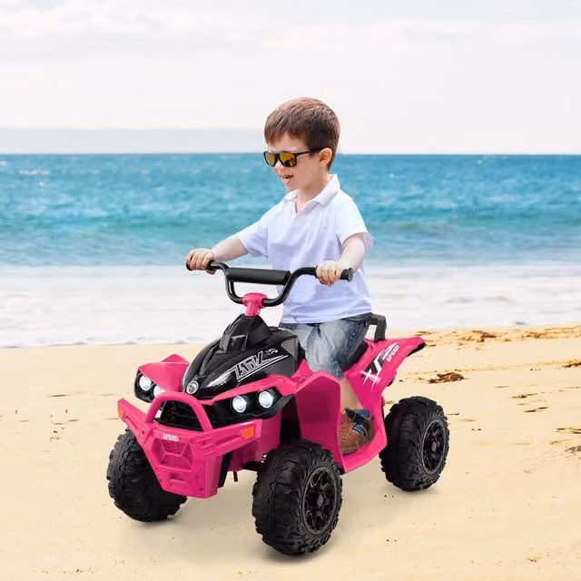 Costway Kids Electric Ride On ATV with Light and Sound Effects, Pink