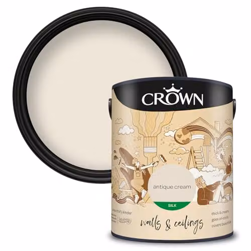 Crown Retail Core Emulsion Silk Paint in Antique Cream, 5 l – 1