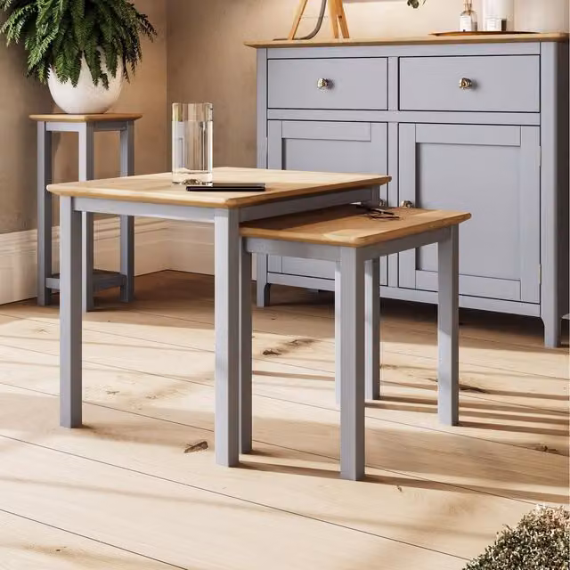 Taberno Nest of 2 Tables by FWStyle in Grey Oak Veneer