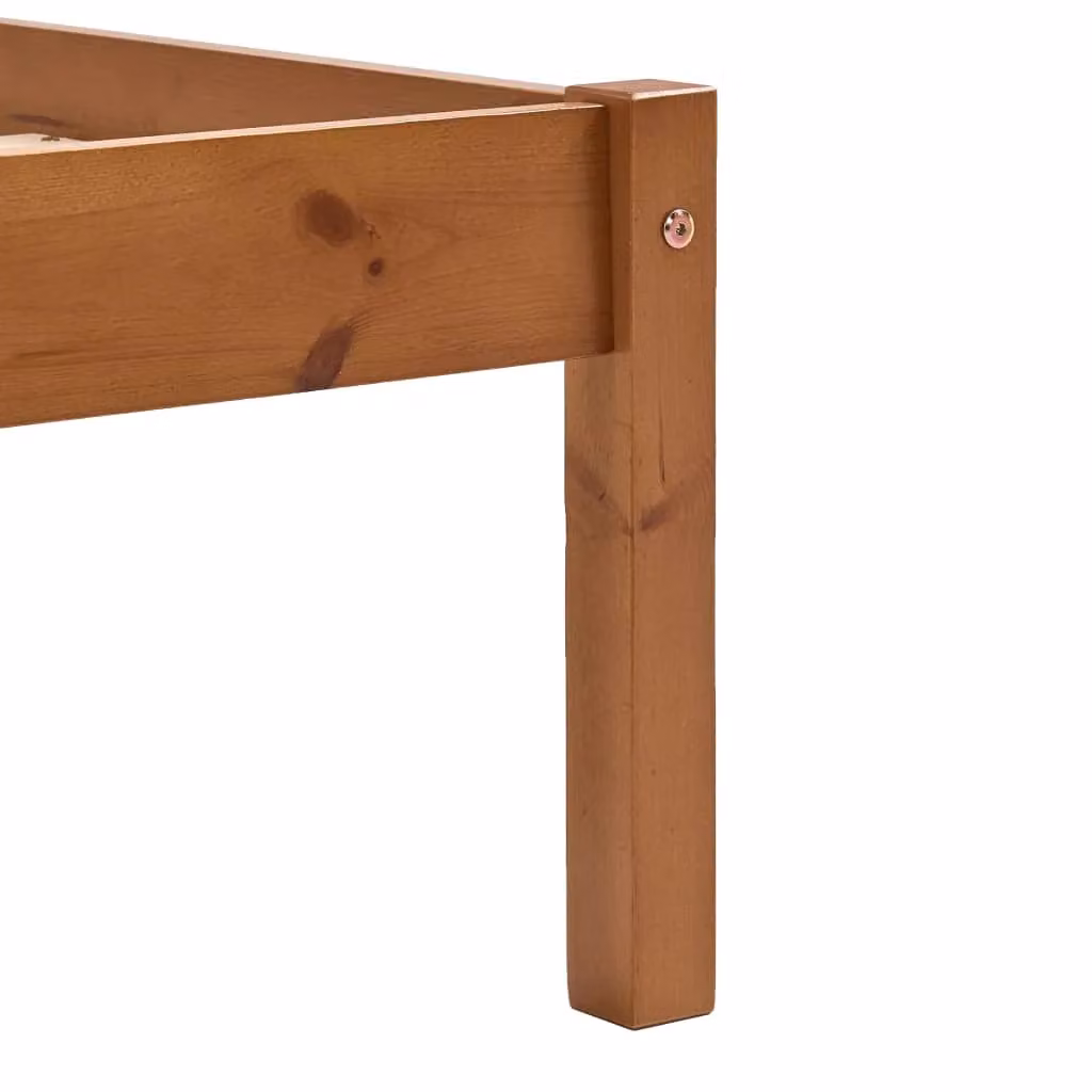 Berkfield Home Modern Solid Pine Wood Bed Frame, Brown, W: 160 cm, D: 200 cm – 3