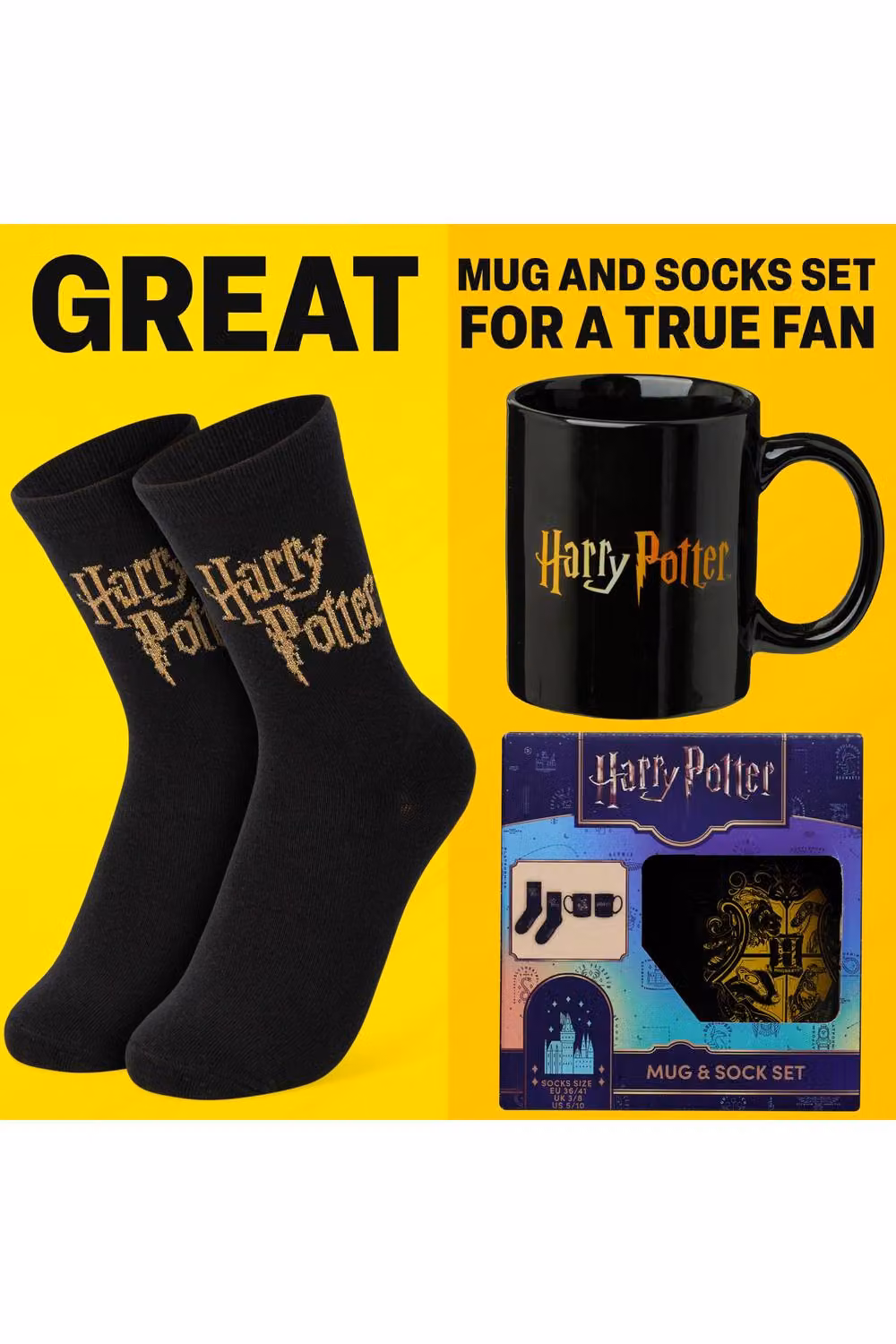 Get Trend Harry Potter Ceramic Mug and Crew Socks Gift Set in Black – 2