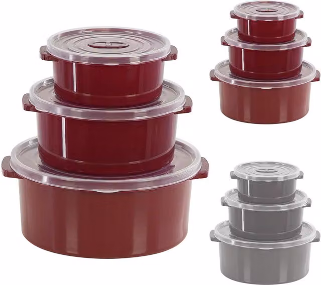 GEEZY Set of 3 Nesting Round Microwave Safe Bowls with Snap Lids, BPA Free, Multicolour