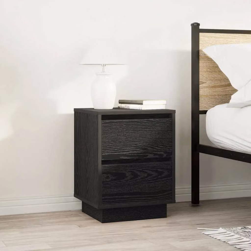 Berkfield Home Set of 2 Modern Black Bedside Cabinets with Integrated LED Lights, W/D/H: 38 x 34 x 50 cm – 4