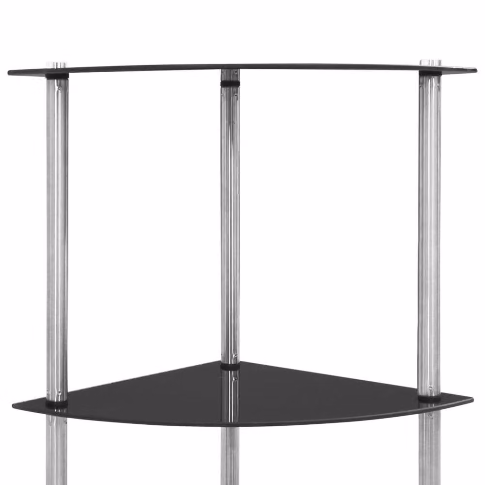 Berkfield Home 6-Tier Black Metal and Tempered Glass Shelving Unit, W/D/H: 30 x 30 x 160 cm – 2