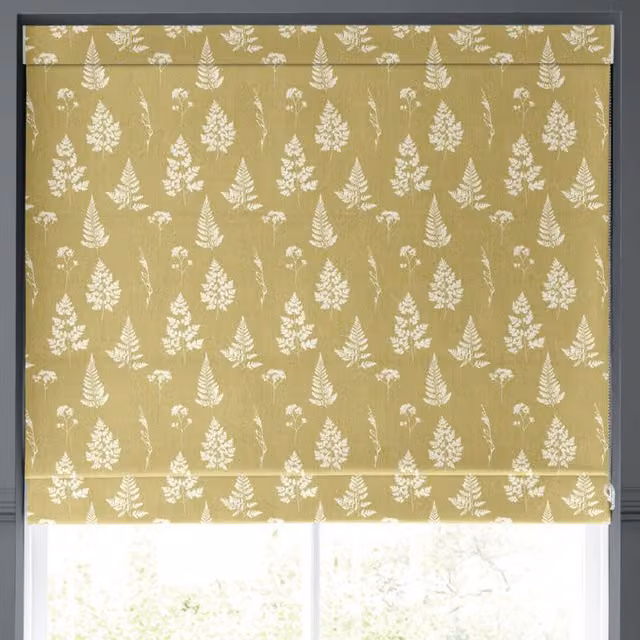 Emily Bond Tynesfield Made to Measure Blackout Roman Blind in Yellow Floral Pattern