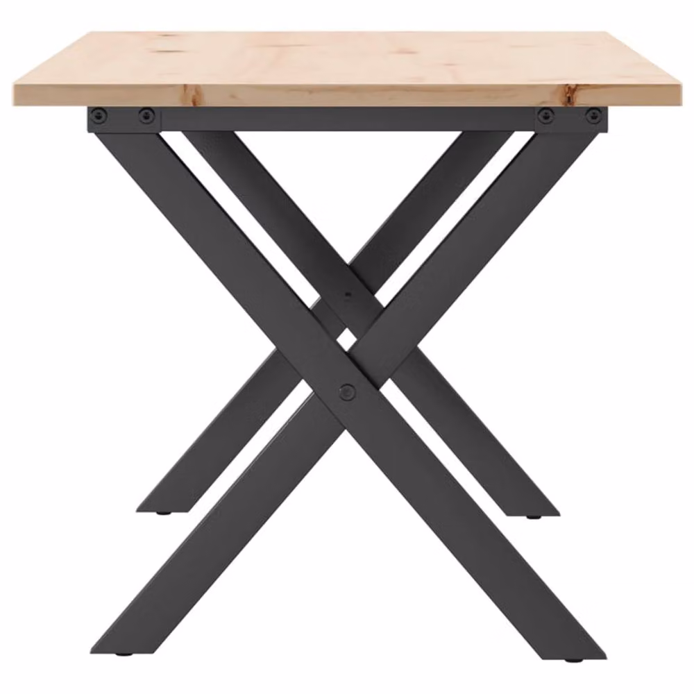 Berkfield Home X-Frame Coffee Table in Brown Solid Pine and Steel, W: 100 cm, D: 50 cm, H: 45 cm – 3