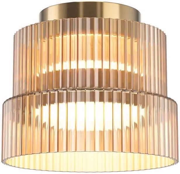 Netlighting Scala LED Ceiling Light in Bronze with Cognac Transparent Glass Dome, 3000K Warm White