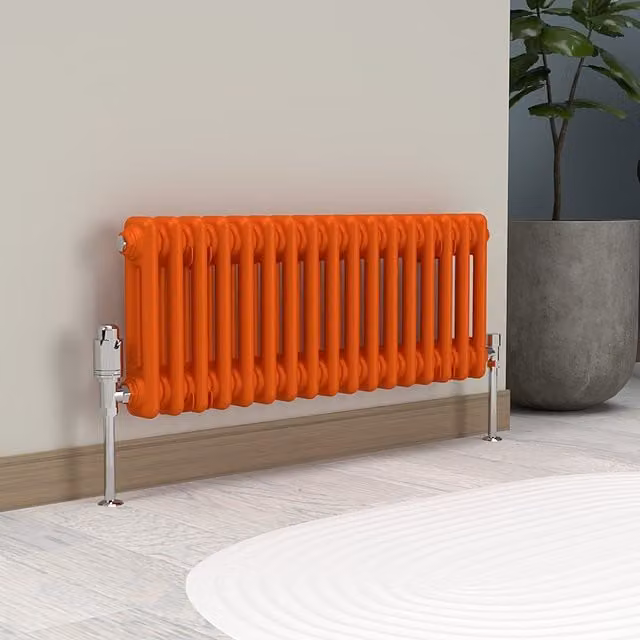 Lux Heat Horizontal Column Radiator in Sunburst Orange, 2 Column, W: 30.0 cm, H: 78.5 cm