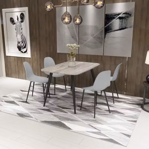 Core Products Aspen Rectangular Dining Table and 4 Curve Plastic Chairs in Grey Oak and Black, W/D/H: 120 x 80 x 75 cm – 2