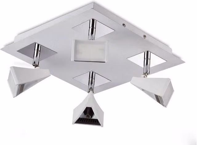Netlighting Filippo 4 Light LED Square Surface Mounted Spot Light in White and Chrome, 20W, 1750lm, Warm White – 1