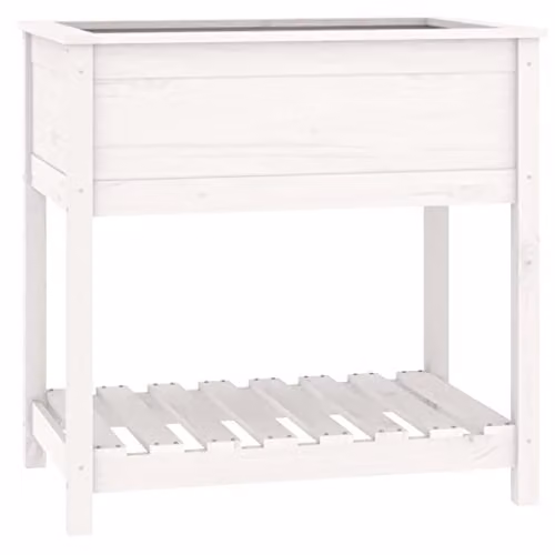 vidaXL White Pine Wood Planter with Shelf W/D/H: 82.5 x 54 x 81 cm – 1
