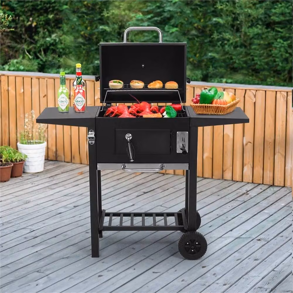 Nordara Outdoor XL Portable Charcoal BBQ Grill and Smoker with Cart, Black, W: 100 cm, D: 60 cm, H: 60 cm – 3