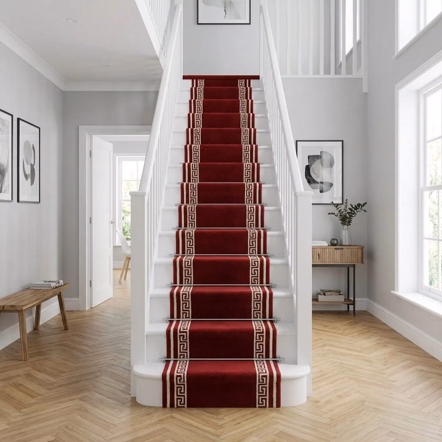 runrug Soft and Durable Stair Runner Carpet in Red, W: 70 cm, L: 480 cm – 7